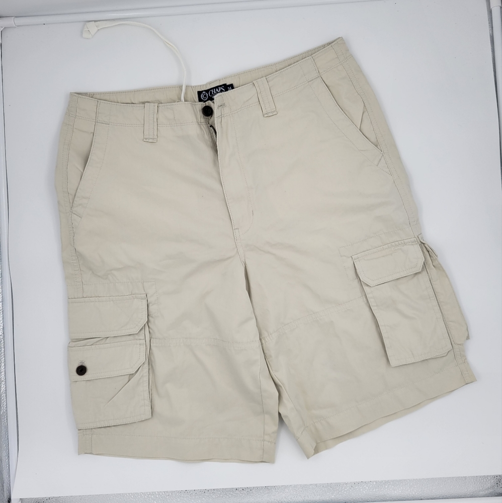 Mens Chaps Khaki Cargo Shorts sz 34